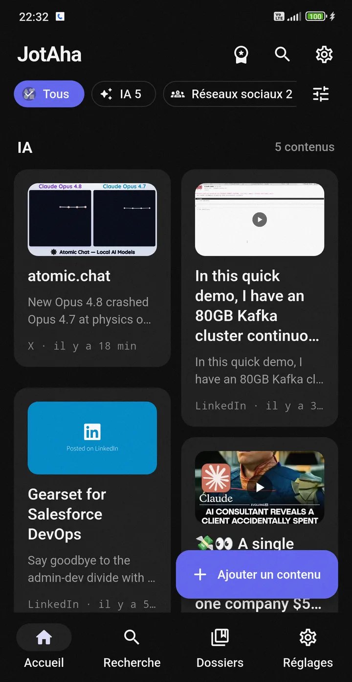 Bibliothèque organisée dans l’application JotAha